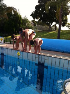 Family swimming